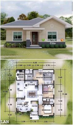 the floor plan for a small house with 3 bedroom and 2 bathrooms in each area