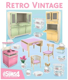 an image of retro furniture and kitchen items