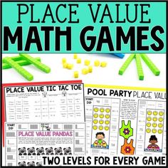 place value math games with two levels for every game