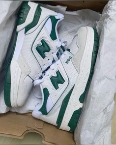 Green New Balance 550s, new shoes, new balance, trendy shoes, trendy sneakers Cute New Balance Shoes Outfit, Shoes I Want, Shoe Inspiration Sneakers, Lifestyle Shoes Women, Shoe Inspo Aesthetic, Z Shoes, New Balance Classics