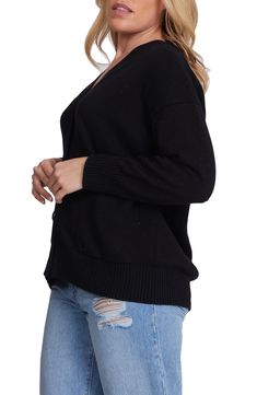 A wear-everywhere cardigan is knit in a slightly slouchy fit from a cashmere-kissed cotton blend. 26 1/2" length Front button closure V-neck Ribbed cuffs and hem 95% cotton, 5% cashmere Dry clean or hand wash, dry flat Imported Everyday Knit Cardigan, Black Knit Everyday Cardigan, Black Knit Cardigan For Everyday, Everyday Black Knit Cardigan, Fall V-neck Sweater For Everyday Wear, Everyday Fall V-neck Sweater, Black Cashmere Casual Cardigan, Casual Black Cashmere Cardigan, Oversized Black Cardigan