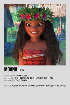 moan from the movie moana with flowers in her hair and smiling at the camera