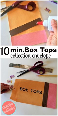 the instructions for how to make a mini box top with paper, scissors and glue