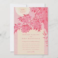 a pink and white floral wedding card on a marble surface with the words, married nakand hero maunangaa