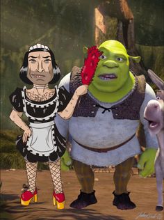 an animated image of a man and woman standing next to each other