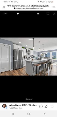 an instagramted photo of a kitchen and dining room in the same house on facebook