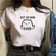 Show Your Sass with This 'Not-Your-Average Cat Mom' T-Shirt That is Going to Make Everyone Laugh! Experience a chic feline look with our Simple Graphic T-Shirt. A cheeky pick for those who love to make a bold and sassy statement, this cat mom t... Printed Tshirt Women, White And Black Cat, Female Cat, White Clothes, Slogan Shirts, Knitted Cat, Cat Hoodie, Cat Tee, Simple Graphic