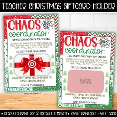 two christmas gift card holders for teachers