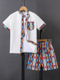 African Kids Clothes, African Shirt, Latest African Men Fashion, 2piece Outfits, African Shirts For Men, Shirts For Boys, African Dresses For Kids, African Children, African Clothing For Men