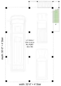 the floor plan for a three car garage