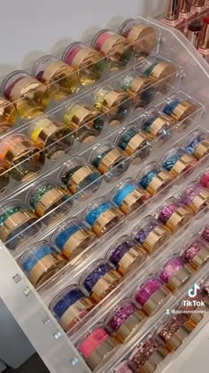 taliasnailtales on Instagram: Nail Studio Organizing 😎 . @glitterbels loose #glitters from @thenailthrone . This Reel was way too much fun to create 🤣 . (Polish racks… Nail Accessories Organizer, Nail Dip Storage Ideas, Nail Supplies Storage, Dip Powder Organization, Dip Powder Storage Ideas, Nail Salon Storage, Nail Supply Storage, Nail Organization Ideas, Nail Supply Organization Ideas