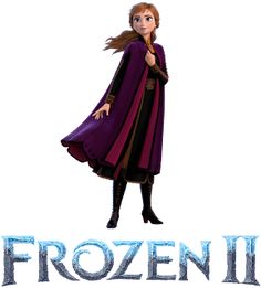 an animated frozen 2 character standing in front of the words,'frozen ii '