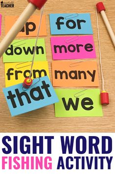 sight word fishing activity for kids to practice spelling and matching words with their own hands