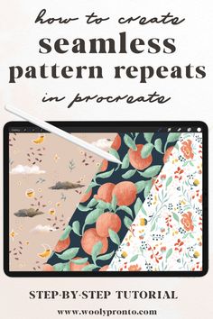 an ipad with the title how to create seamless pattern repeats in procreate