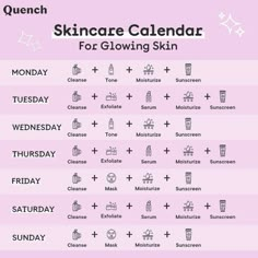 Skin Care Calendar, Skincare Calendar, Weekly Skin Care Routine, Korean Skin Care Secrets, Skin Care Basics