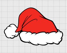 a red santa hat sitting on top of a white piece of paper with lines in the background