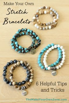 Making Bracelets With Stretch Cord, Diy Bead Bracelets Stretch, Bead Stretch Bracelets Diy, How To Make Bracelets With Beads Easy, Diy Bracelets Braided, Making Elastic Bracelets, Making Bead Bracelets How To, How To Make Crystal Bead Bracelets, Diy Stretch Bracelets Ideas