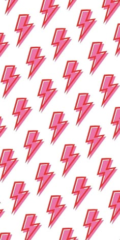 an abstract pattern with red and pink shapes on a white background that resembles lightning bolts