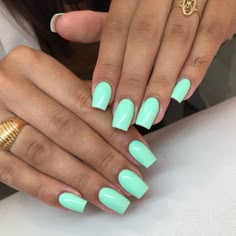 Plain Neon Nails, August Square Nails, All Different Color Nails, Solid Summer Nails, Classic Summer Nails, Neon Nail Colors, Chloe Nails, Cowboy Nails, Mint Green Nails