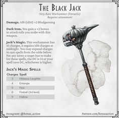 an image of the black jack from harry potter's wizard spell book with instructions