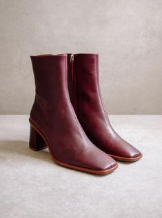 Alohas West Cape Vintage Burgundy Wine | Auralie Modern Heeled Boots With Contrasting Heel Counter For Fall, Modern Heeled Boots With Contrasting Heel For Fall, Modern Heeled Boots With Sculpted Heel For Work, Modern Heeled Boots With Sculpted Heel For Office, Modern Heeled Boots With Contrasting Heel Counter, Modern Heeled Boots With Sculpted Heel, Modern Heeled Boots With Sculpted Block Heel, Modern Heeled Boots With Sculpted Heel For Fall, Modern Heeled Boots With Stacked Heel