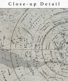 an old map with stars on it and the words close - up detail written below