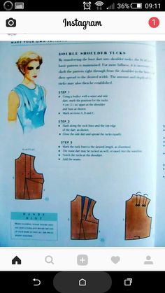 an open book with instructions on how to make a top and skirt for women's clothing