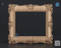 an old fashioned wooden frame with carvings on the edges, and a black background for text