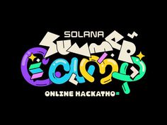 the logo for solara summer camp, which features colorful letters and stars on black background