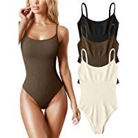 ODODOS Women's 2 Piece Bodysuits Sexy Seamless Ribbed Round Neck Sleeveless Tank Tops Trendy Summer Clothes, Carrie Bradshaw Fashion, Skincare Remedies, Amazon Favs, Best Of Amazon, Barbie Vibes, Internet Shopping, Stripped Tops