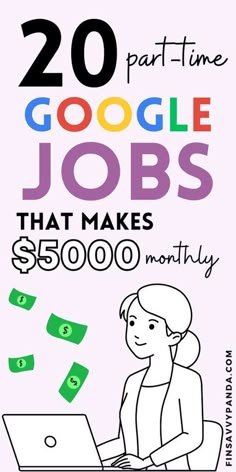 an advertisement for google jobs with money coming out of the laptop and woman sitting at her desk