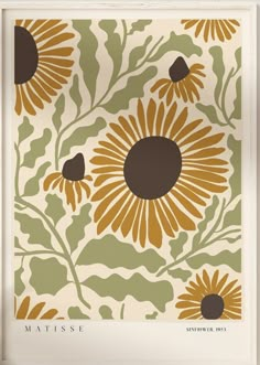 an art print with sunflowers on it