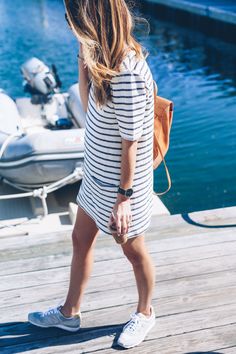 stripes Moda Over 40, Cotton Stripe Dresses, Boating Outfit, 4th Of July Outfits, Summer Trends, Fashion Mode, Spring Summer Outfits, Outfits Ideas