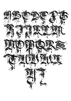 an old fashioned gothic font with swirls and scrolls