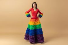 Anuka - Pride Skirt Tulle Rainbow Gown Pride Skirt, Rainbow Gown, Tulle Rainbow, Fabric Outfits, Rainbow Dresses, Rainbow Bodysuit, Rainbow Skirt, Rainbow Socks, Pride Rock