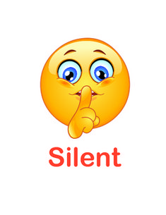 the word silentt is written in front of an emoticive smiley face