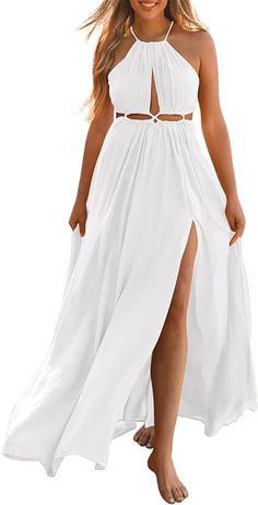 Maxi Dress Backless, Meghan Markle Outfits, Pretty White Dresses, Beach Party Dress, Sundresses Women, Sun Dresses, Dress Backless, Halter Maxi Dress, Sleeveless Dress Summer