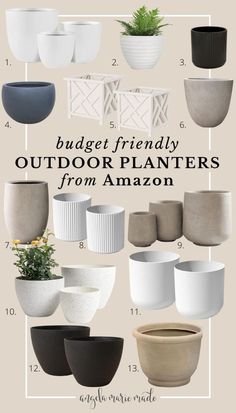 budget friendly outdoor planters from amazon Winter Porch Pots, Porch Planter Ideas, Front Porch Flower Pots, Modern Front Porches, Porch Pots, Front Porch Plants, Winter Planters, Front Porch Flowers