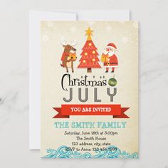 an old fashioned christmas party card with santa and reindeer