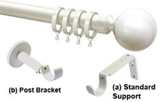 the different types of curtain rods are shown in this image, including one pole and two brackets