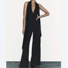 Halter Neck Jumper By Zara. Multi Way Tied Detail On The Neck. Open Beck. Zipper On The Back. Wide Leg. Dressy. Looks Great!! New # 9821 707 800 Zara Sleeveless Jumpsuits For Evening, Zara Black Jumpsuits And Rompers For Evening, Zara Sleeveless Evening Jumpsuits And Rompers, Sleeveless Evening Jumpsuits And Rompers By Zara, Zara Stretch Jumpsuits And Rompers For Party, Zara Stretch Party Jumpsuits And Rompers, Zara Black V-neck Jumpsuit, Zara Black Formal Jumpsuits And Rompers, Black V-neck Jumpsuit From Zara