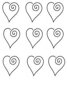 hearts with spirals drawn on them