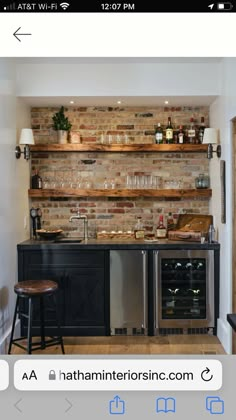 an app that is showing the bar and wine glasses on top of shelves with bottles in them