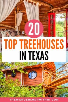 the top treehouses in texas with text overlay