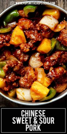 sweet and sour pork with peppers in a bowl