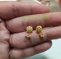 Gold Small Jhumka Earrings, Small Butta Earrings Gold, Small Earrings Gold For Kids Round, Baby Girl Earrings Gold Indian, Earrings For Baby Girl Gold, Simple Earring Designs