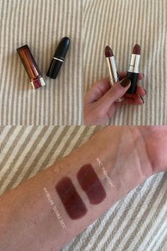 I'm a sucker for a good fall lipstick! Here I'm comparing two different brands to achieve the lipstick color Rachel Green wore on Friends! Mac Paramount Lipstick, 90s Lip Combo, Fall Lipstick Colors, Affordable Lipstick, Fall Lipstick, Show Makeup, 90s Makeup, Red Lip Makeup, Lipstick Shade