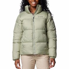 Stay cozy and warm in this women's Columbia Puffect II Full Zip Jacket.Click on this WOMEN'S GUIDE to find the perfect fit and more! FEATURES Omni-SHIELD advanced water repellency Long sleeves Elastic cuffs 2-way zipper closure with chin guard Fully linedFIT & SIZING Heavyweight 25-in. length from shoulder to hem Designed to hit at the waistFABRIC & CARE Body, lining, trim: polyester Fill: 100% recycled polyester Machine wash ImportedRESPONSIBLE Contains recycled polyester Size: X Large. Color: Columbia Winter Jacket, Winter Jacket Women, Coat Women Fashion, I Am So Grateful, Outdoor Jacket, Jd Williams, Winter Outfits Women, So Grateful, Padded Jacket