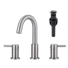 the faucet is shown with two handles and nozzles on each side