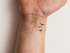 a person's wrist with two birds on it